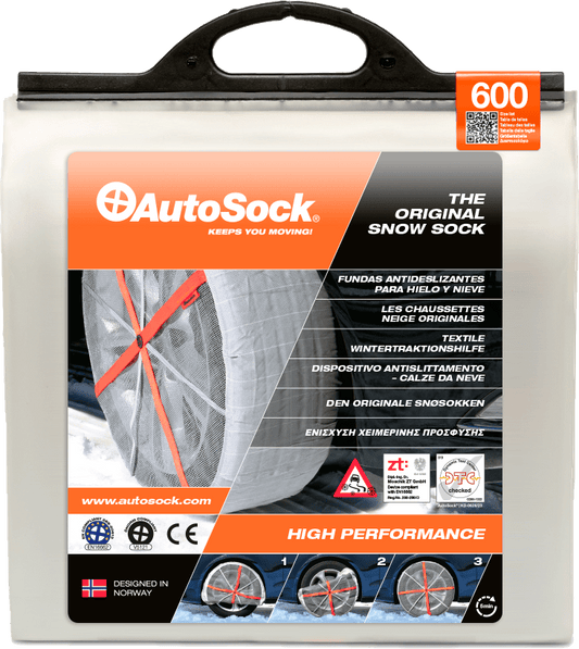 Embalaje del producto AutoSock para turismos y vehículos comerciales ligeros (vista frontal) HP600