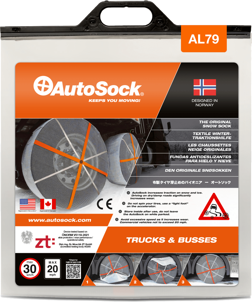 Embalaje del producto AutoSock para camiones (vista frontal) AL79